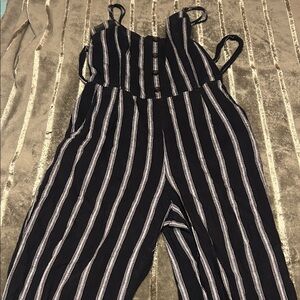 Abercrombie & Fitch Black and White Striped Jumpsuit